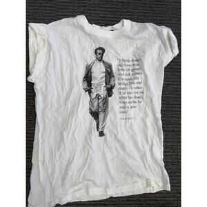 New Topshop James Dean White T-Shirt by Tee and Cake Large US 12